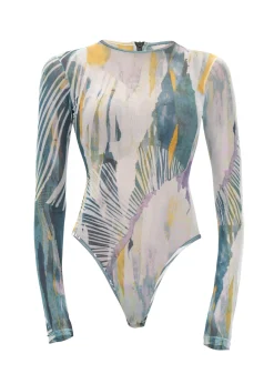 Elle Abstract Bark Mesh Bodysuit<Andrea Iyamah Fashion