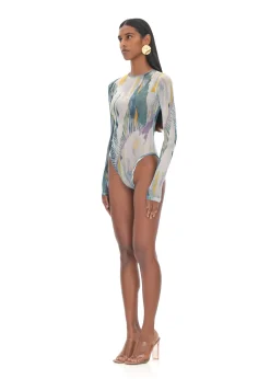 Elle Abstract Bark Mesh Bodysuit<Andrea Iyamah Fashion