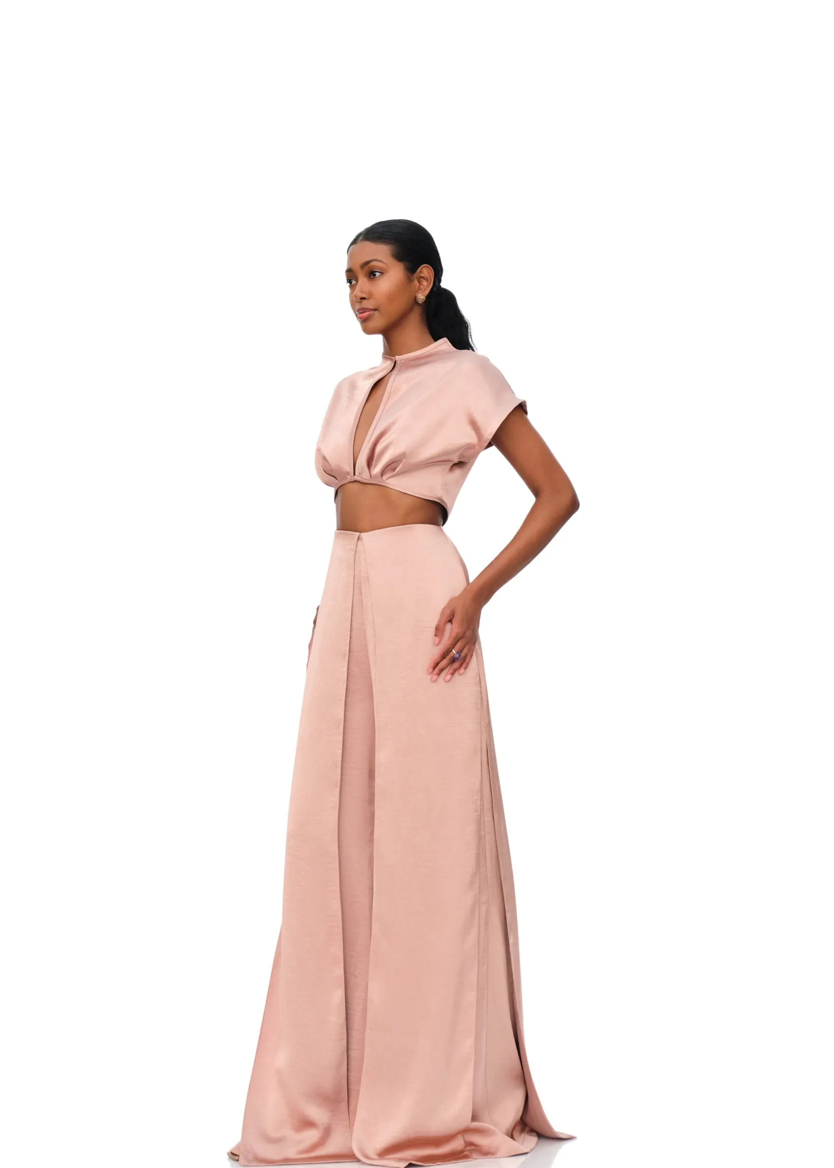 Hami High Waist Pants-Pearl Pink<Andrea Iyamah Shop