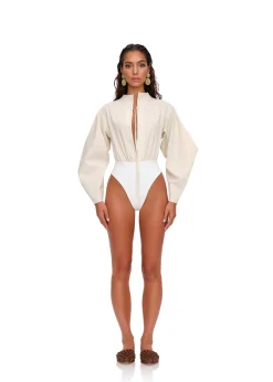 Lino Bodysuit-Limestone<Andrea Iyamah Sale