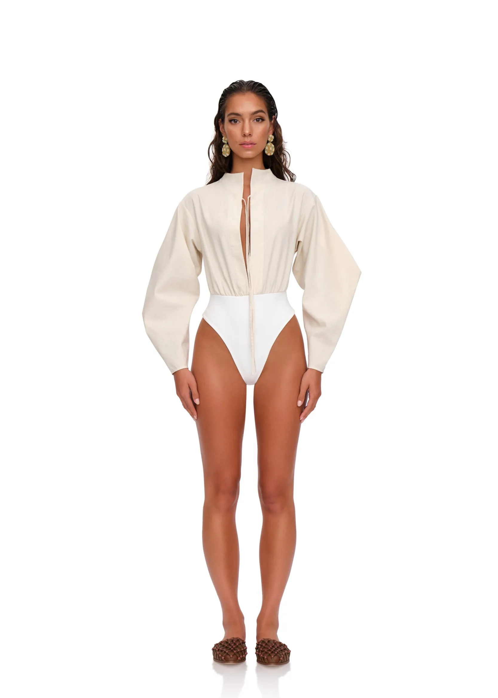 Lino Bodysuit-Limestone<Andrea Iyamah Sale