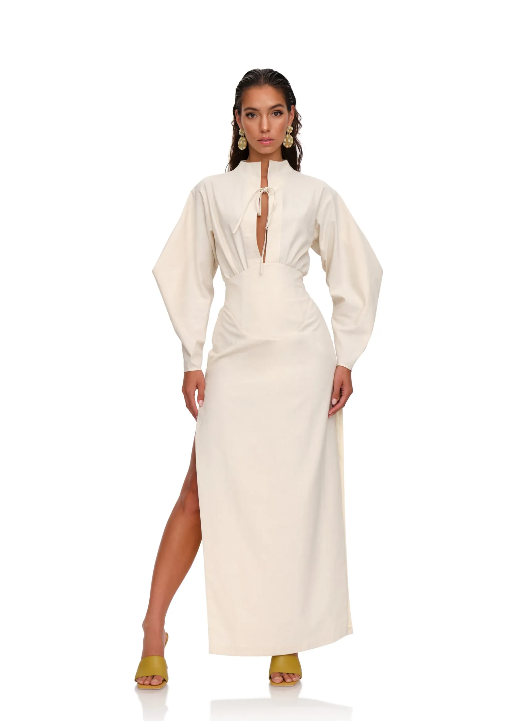Lino Corset Skirt-Limestone<Andrea Iyamah Clearance
