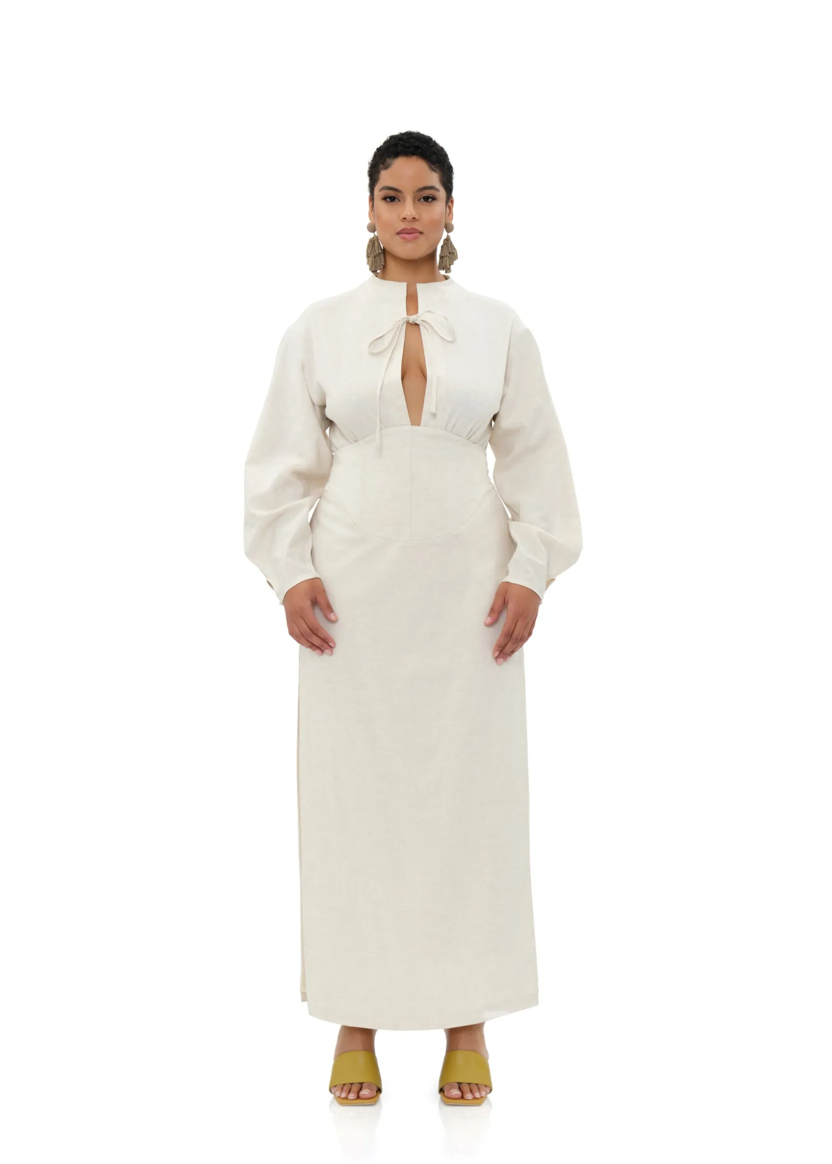 Lino Corset Skirt-Limestone<Andrea Iyamah Clearance