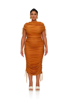 Ratu Mesh Dress-Caramel<Andrea Iyamah Best