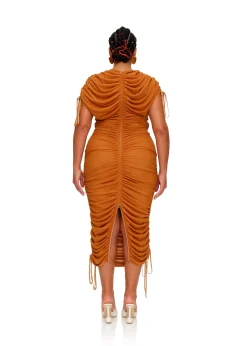 Ratu Mesh Dress-Caramel<Andrea Iyamah Best