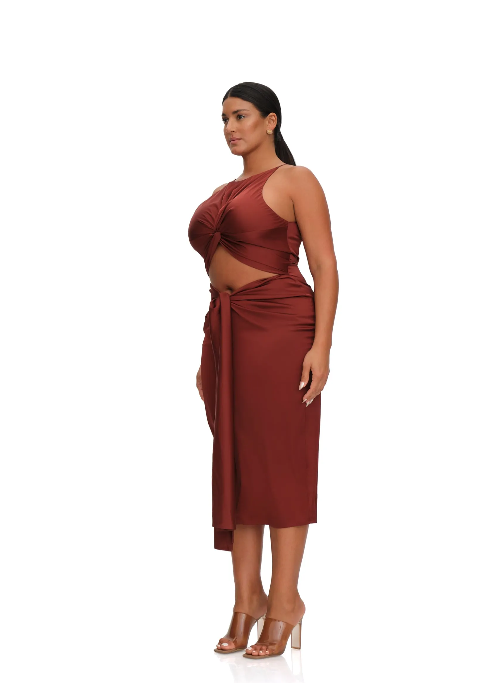 Reni Midi Dress-Chocolate<Andrea Iyamah Fashion