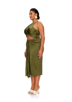 Reni Midi Dress-Olive<Andrea Iyamah Cheap