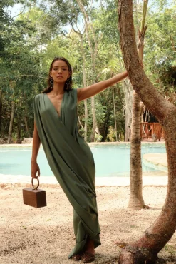 Sayo Kaftan Dress-Forest<Andrea Iyamah Best