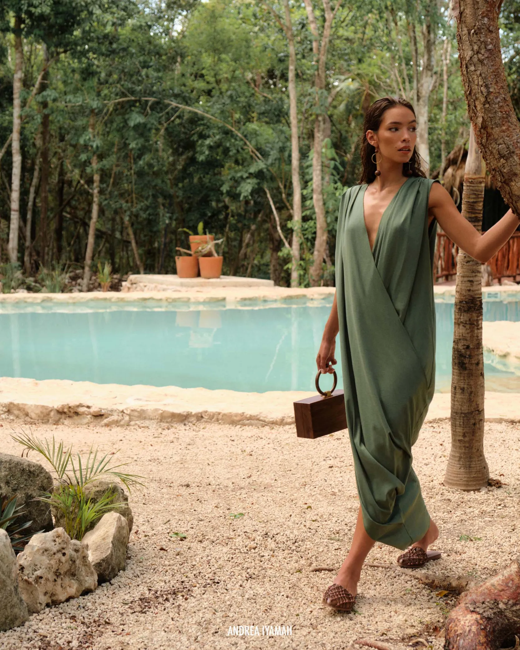 Sayo Kaftan Dress-Forest<Andrea Iyamah Best