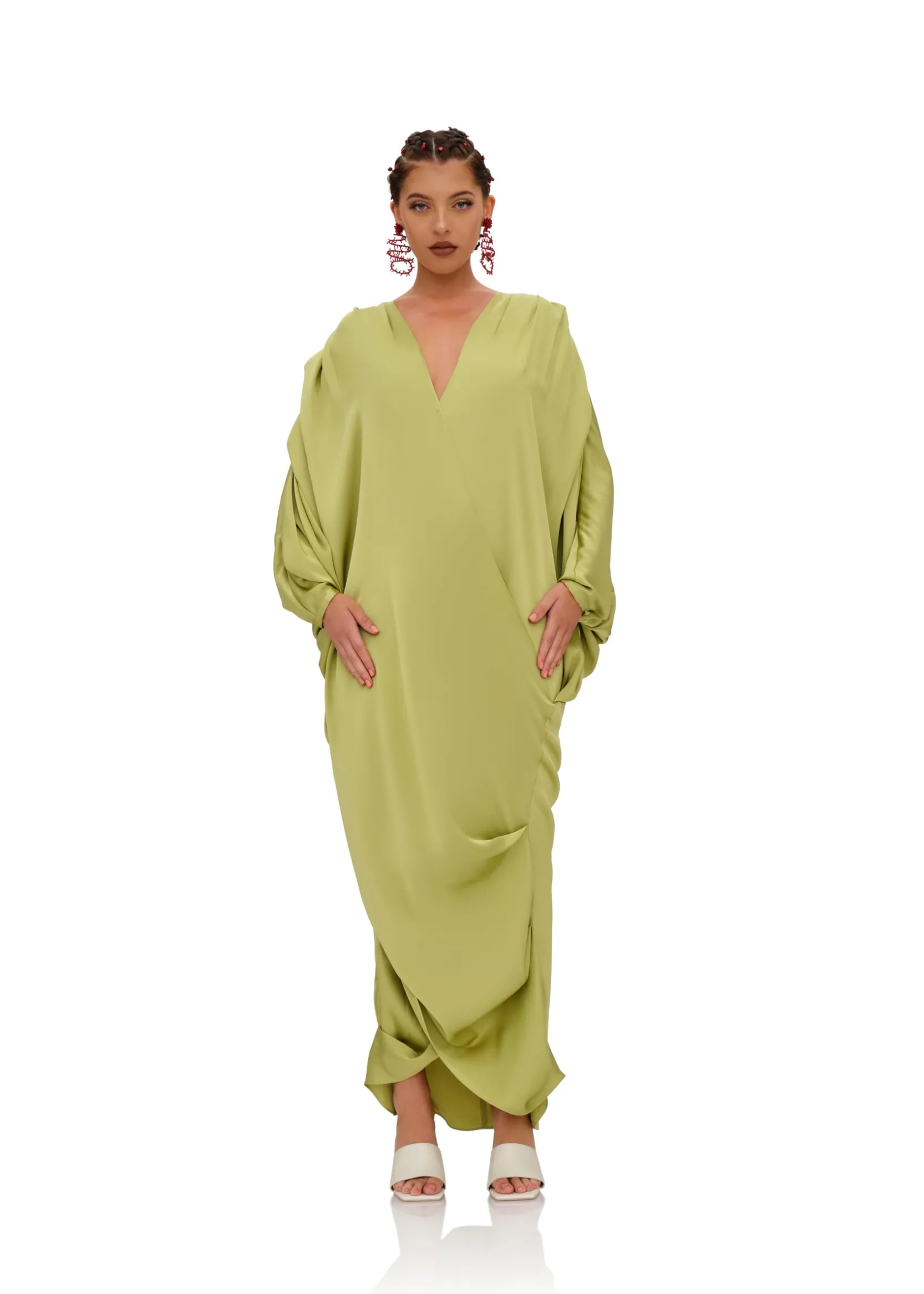 Tibara Kaftan Dress-Lime<Andrea Iyamah Sale