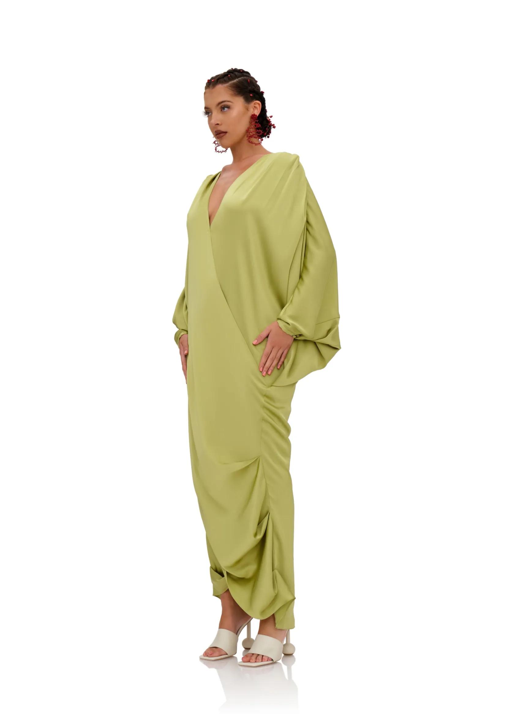 Tibara Kaftan Dress-Lime<Andrea Iyamah Sale