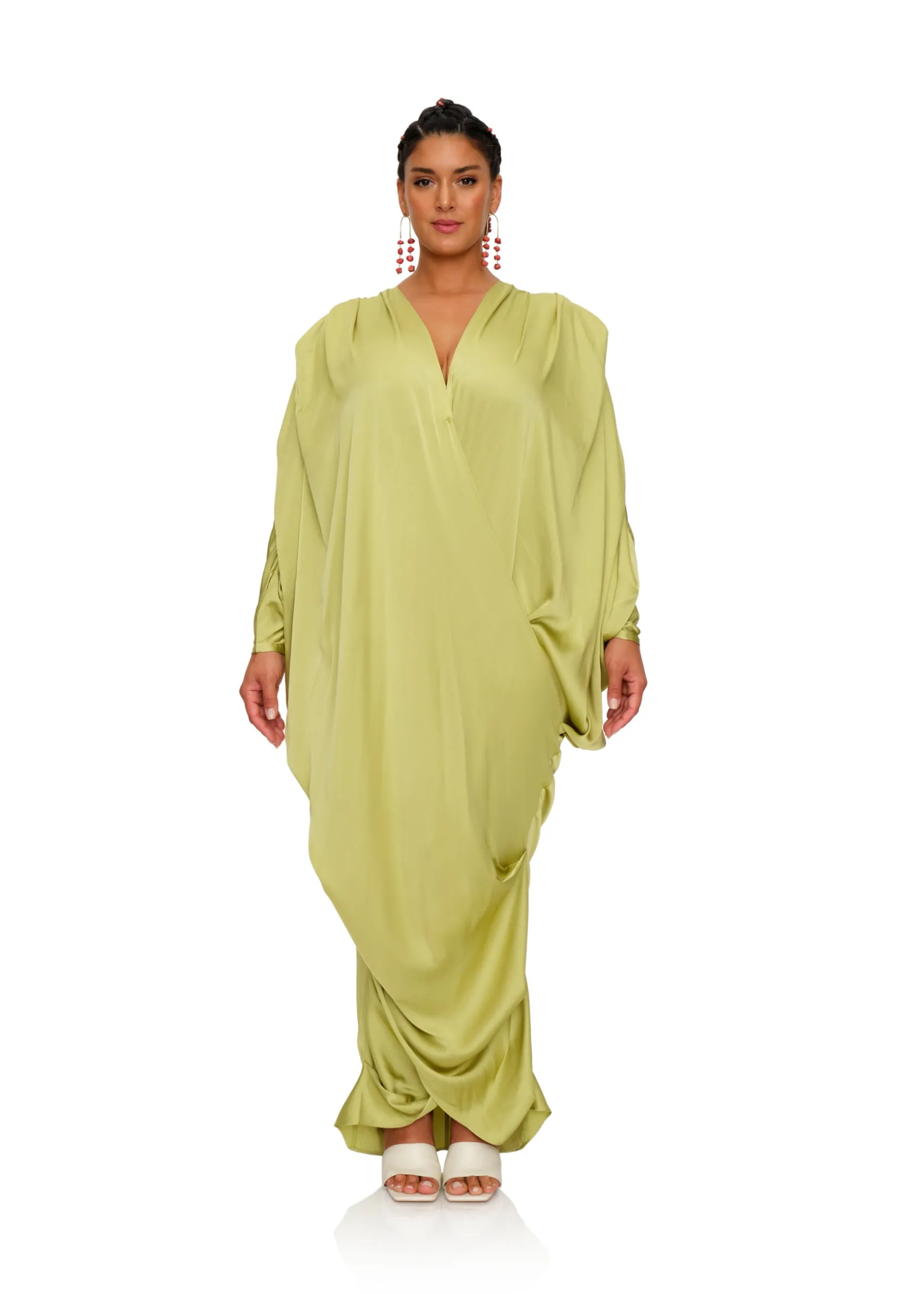Tibara Kaftan Dress-Lime<Andrea Iyamah Sale